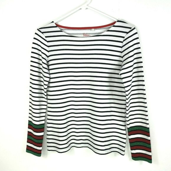 Boden Tops - Boden Top Size 4 Stripes Glitter Cuff Tee Shirt Long Sleeve